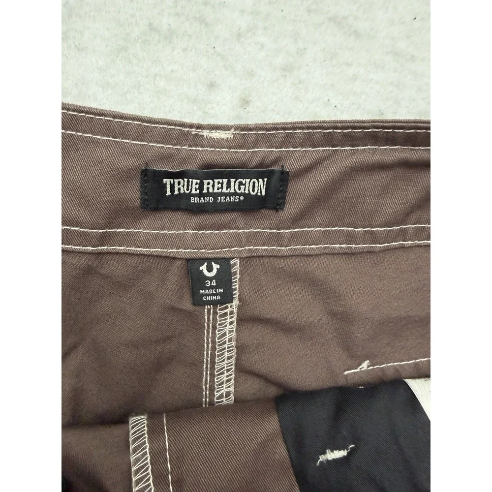 True Religion Cargo‎ Pants Bracken Brown Light Brown Stitch Mens 36x32 NEW $169